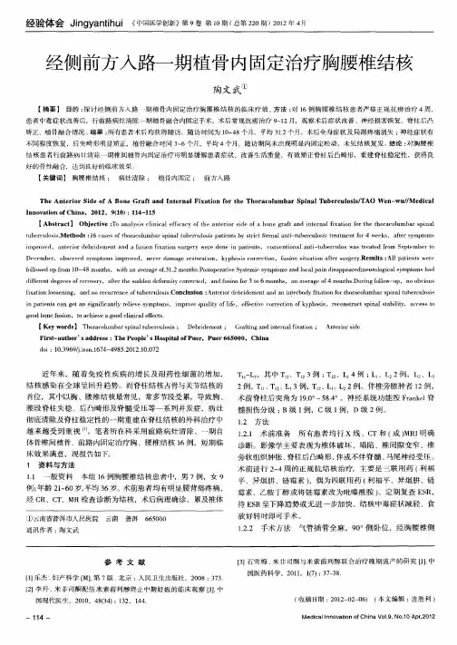经侧前方入路一期植骨内固定治疗胸腰椎结核