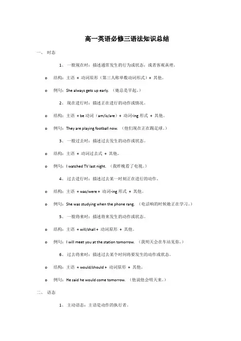 高一英语必修三语法知识总结