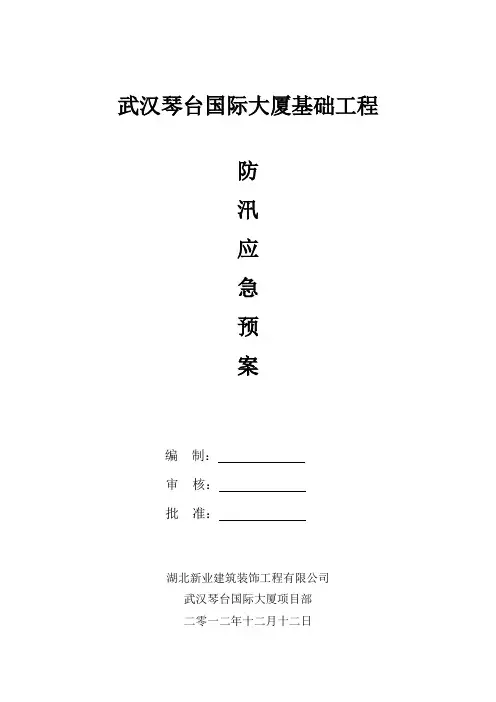 武汉某基坑工程防汛应急预案