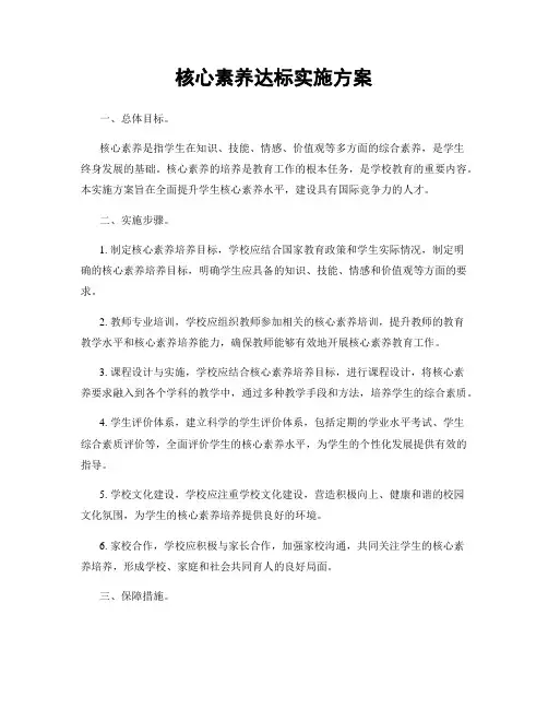核心素养达标实施方案