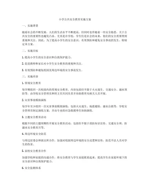 小学公共安全教育实施方案
