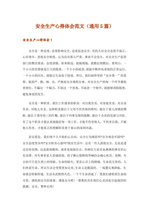 安全生产心得体会范文(通用5篇)