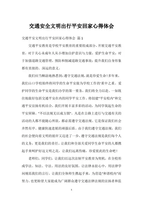 交通安全文明出行平安回家心得体会