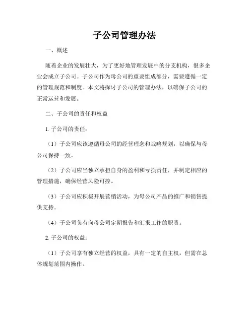 子公司管理办法
