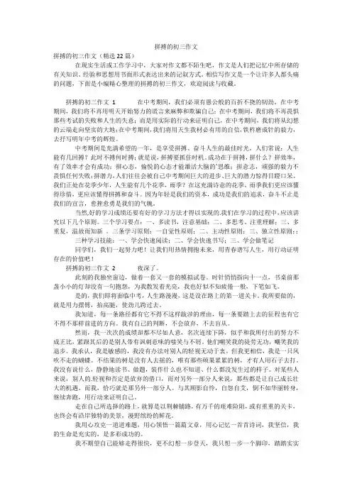 拼搏的初三作文