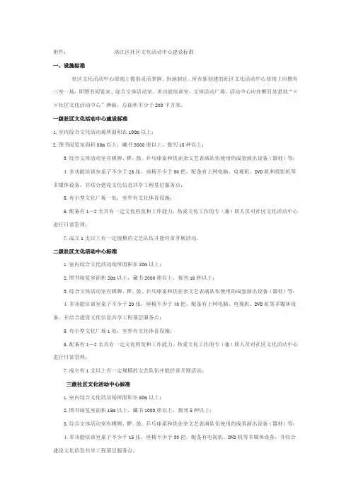 群众文化活动中心规划标准