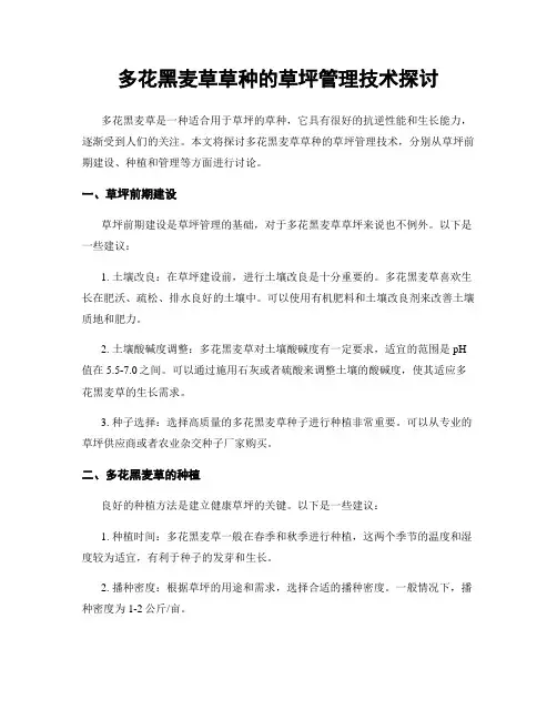多花黑麦草草种的草坪管理技术探讨