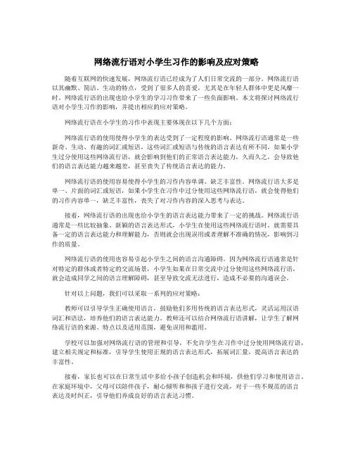网络流行语对小学生习作的影响及应对策略
