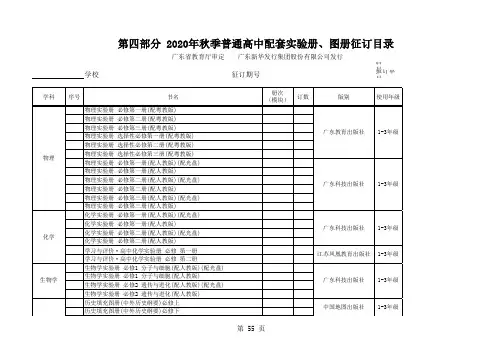 教育厅2020年秋季高中教材征订目录(根据2017年版课程标准编写)-