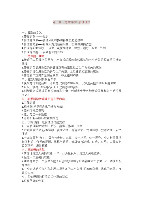 管理学简答题必备考点!