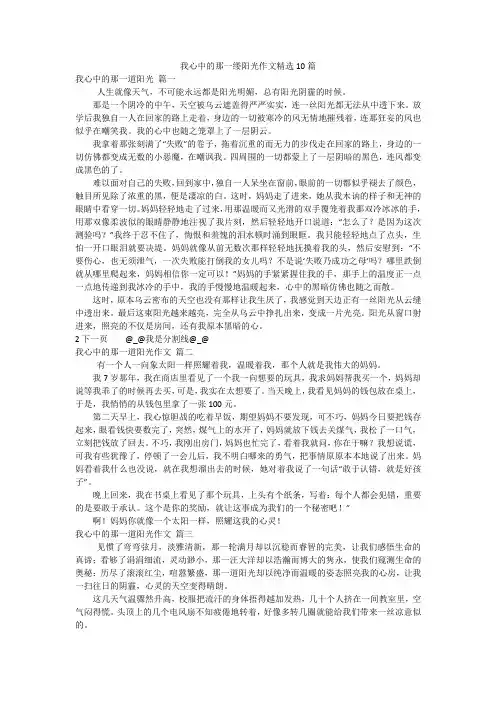 我心中的那一缕阳光作文精选10篇
