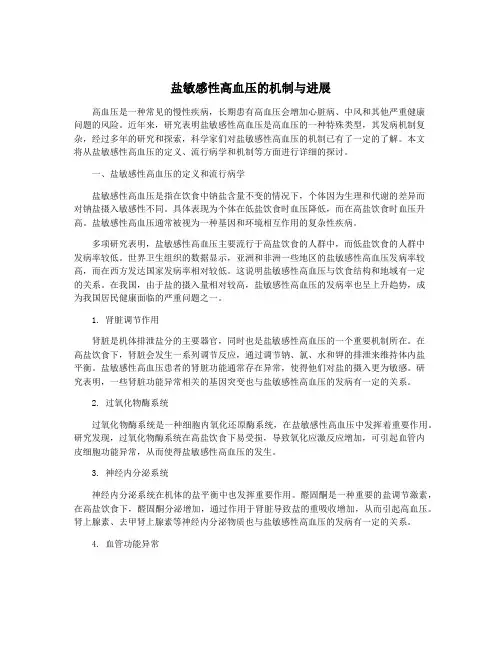 盐敏感性高血压的机制与进展
