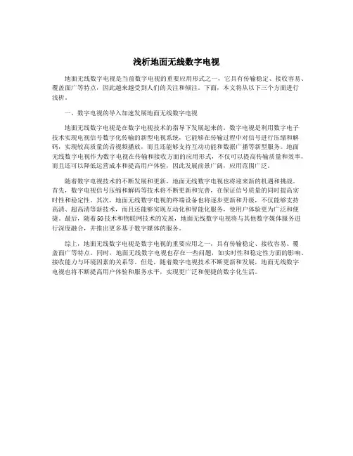 浅析地面无线数字电视