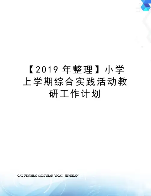 【2019年整理】小学上学期综合实践活动教研工作计划