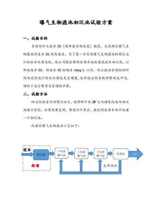 曝气生物滤池初沉池试验方案