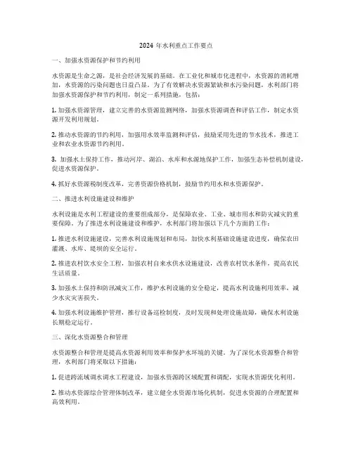2024年水利重点工作要点