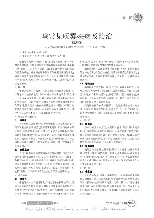 鸡常见嗉囊疾病及防治