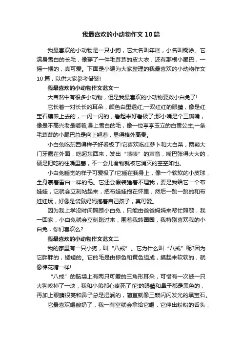 我最喜欢的小动物作文10篇