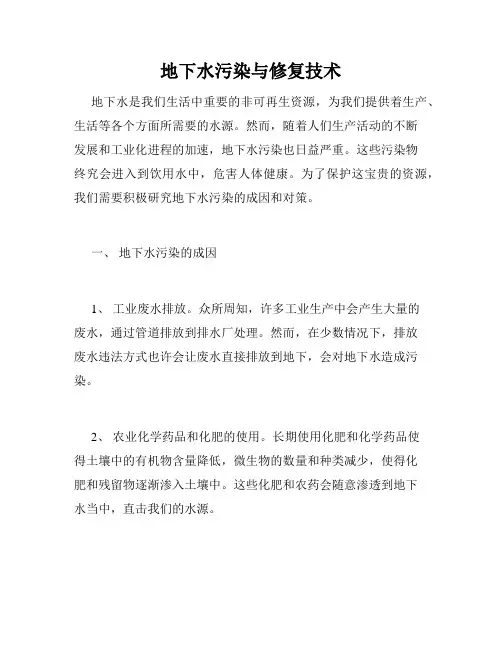 地下水污染与修复技术