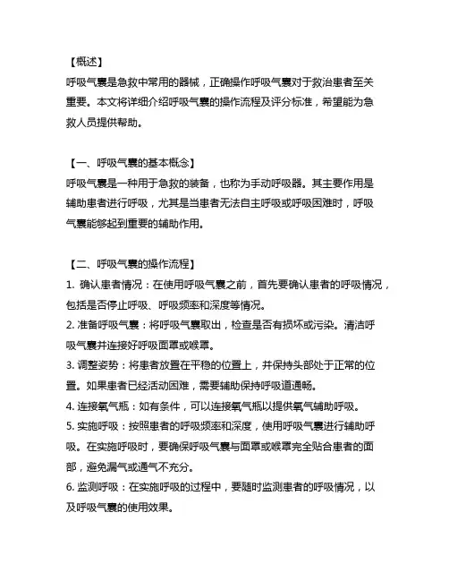 简易呼吸气囊操作流程及评分标准