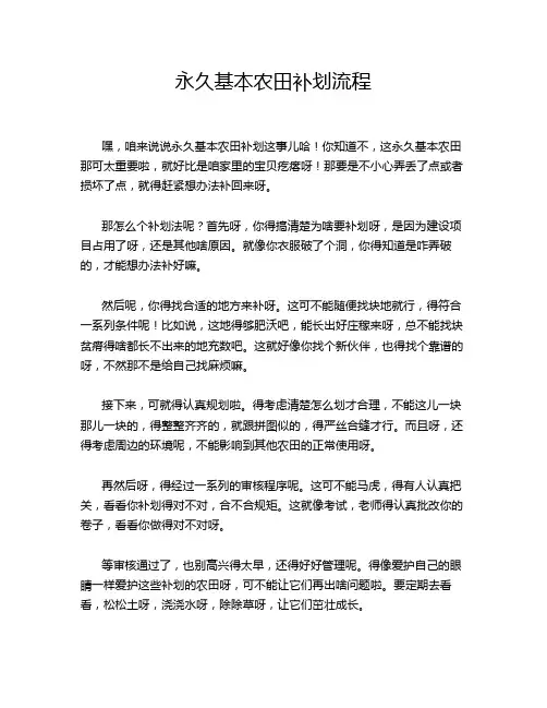 永久基本农田补划流程
