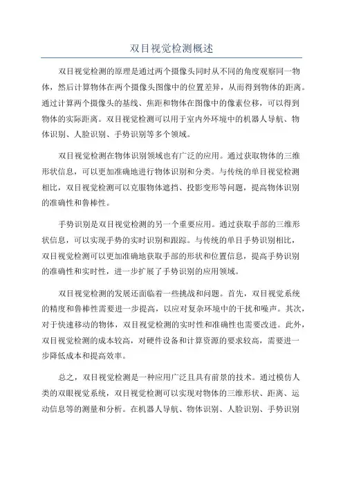 双目视觉检测概述