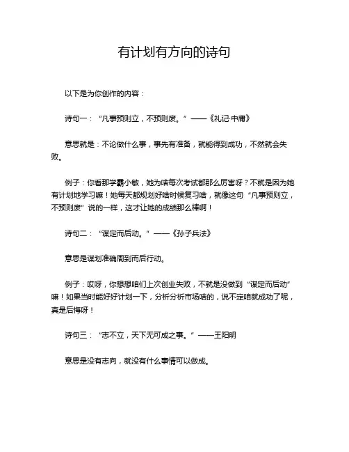 有计划有方向的诗句