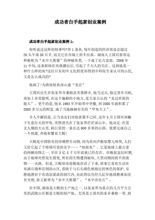 成功者白手起家创业案例