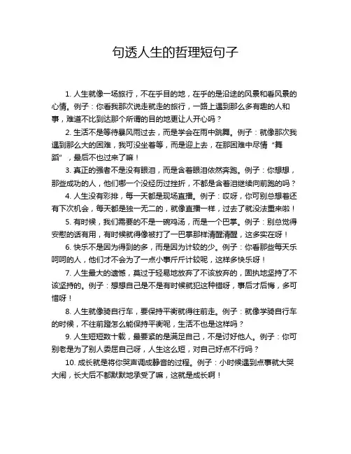 句透人生的哲理短句子