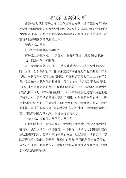 培优补困案例分析