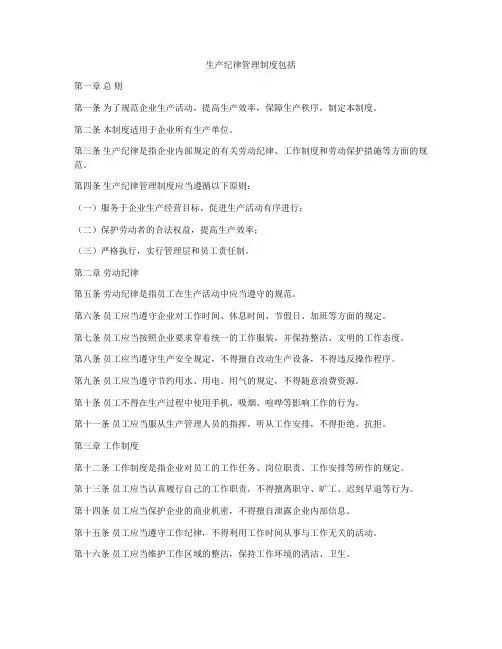 生产纪律管理制度包括