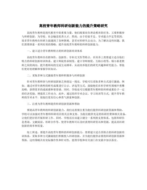 高校青年教师科研创新能力的提升策略研究