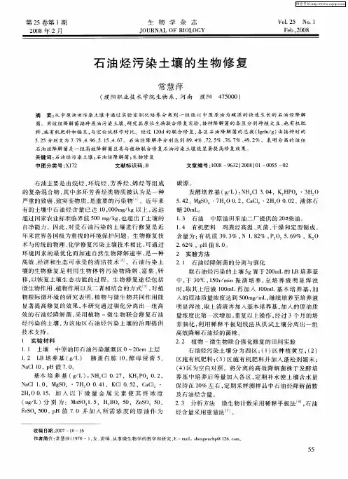 石油烃污染土壤的生物修复