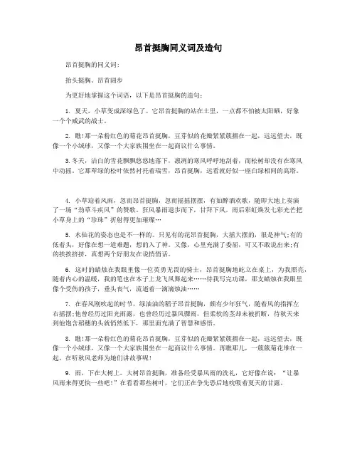昂首挺胸同义词及造句