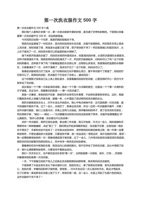 第一次洗衣服作文500字5篇