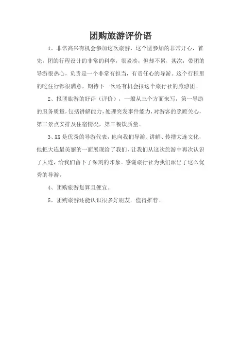 团购旅游评价语