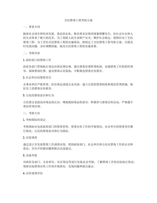 全民禁毒工程考核方案