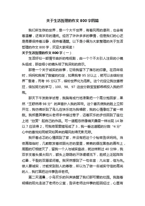 关于生活哲理的作文800字四篇