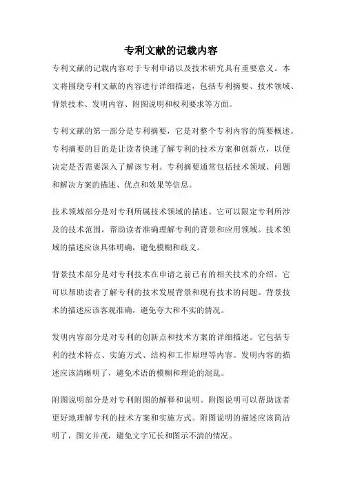 专利文献的记载内容