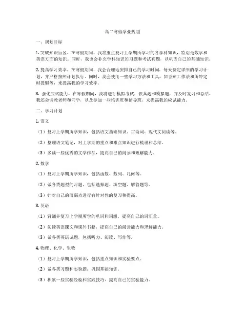 高二寒假学业规划