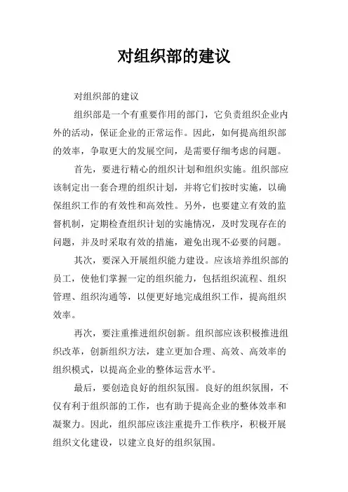 对组织部的建议