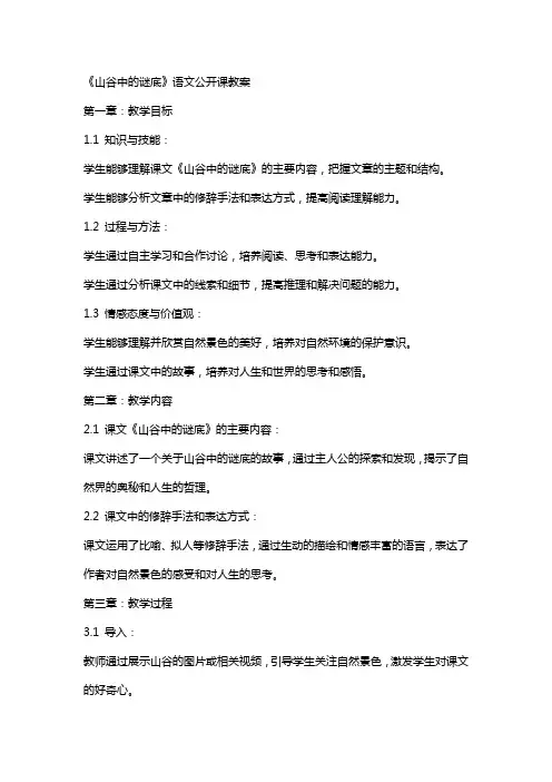 《山谷中的谜底》语文公开课教案