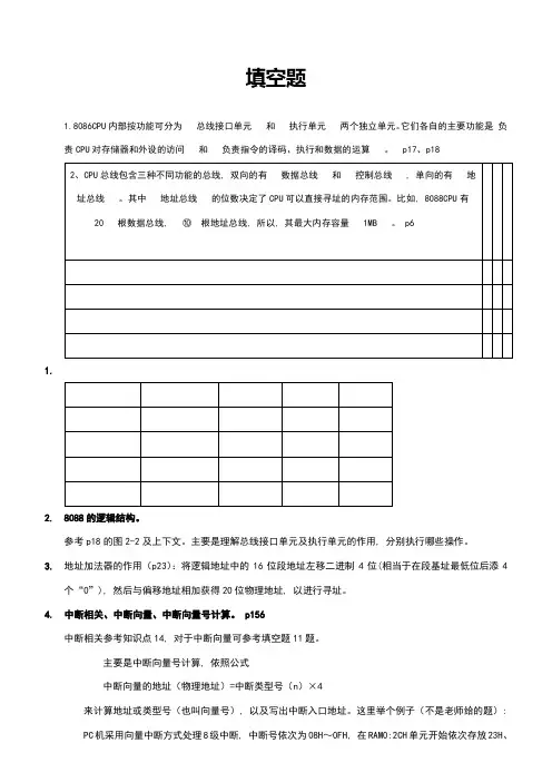 微机原理考试题目及知识点整理