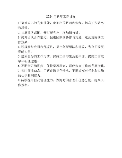 2024年新年工作目标