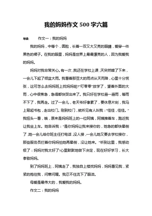 我的妈妈作文500字六篇