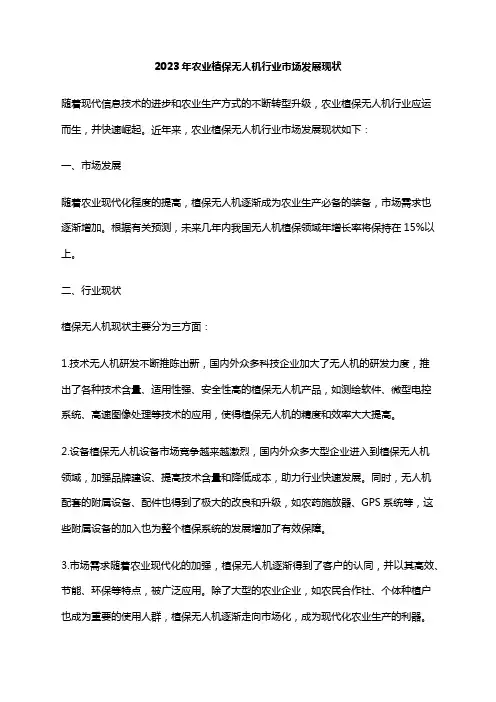 2023年农业植保无人机行业市场发展现状