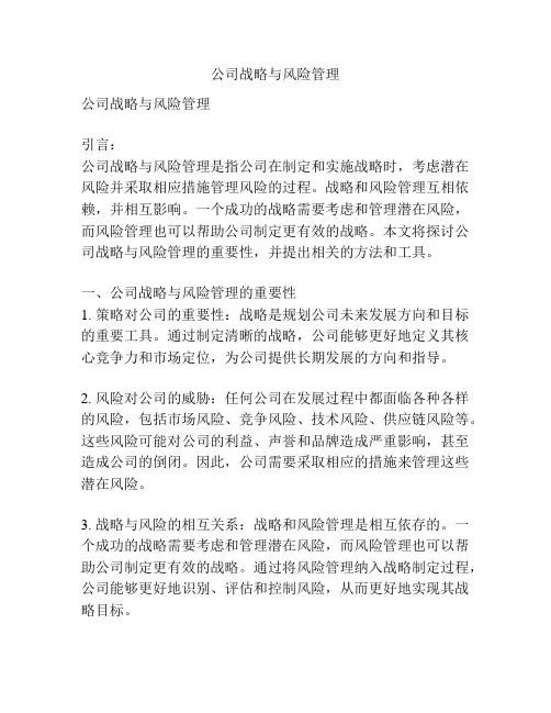 公司战略与风险管理