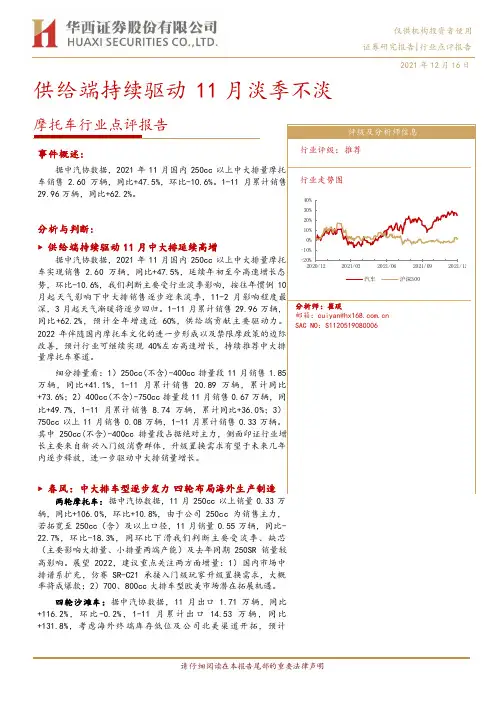 摩托车行业点评报告：供给端持续驱动11月淡季不淡