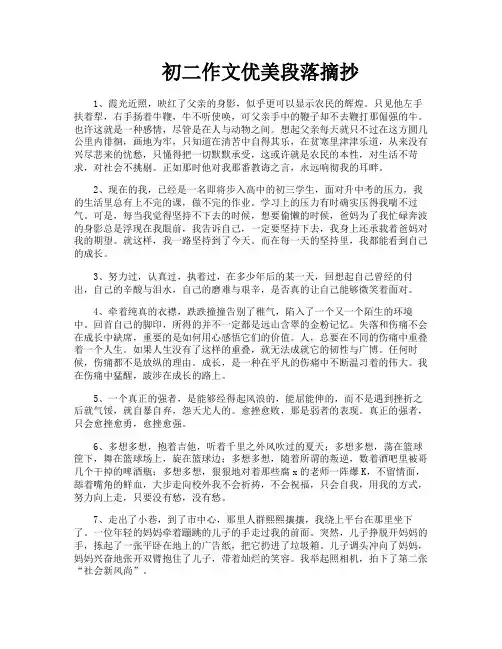 初二作文优美段落摘抄