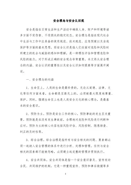 安全理念与安全认识观